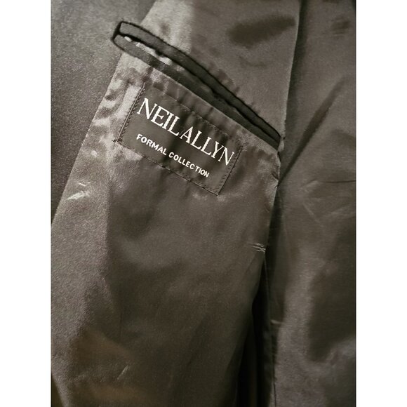 Neil Allyn Tuxedo Jacket Men 42R Black Wool Dinner Suit Coat Satin Lapel Formal - Picture 4 of 11